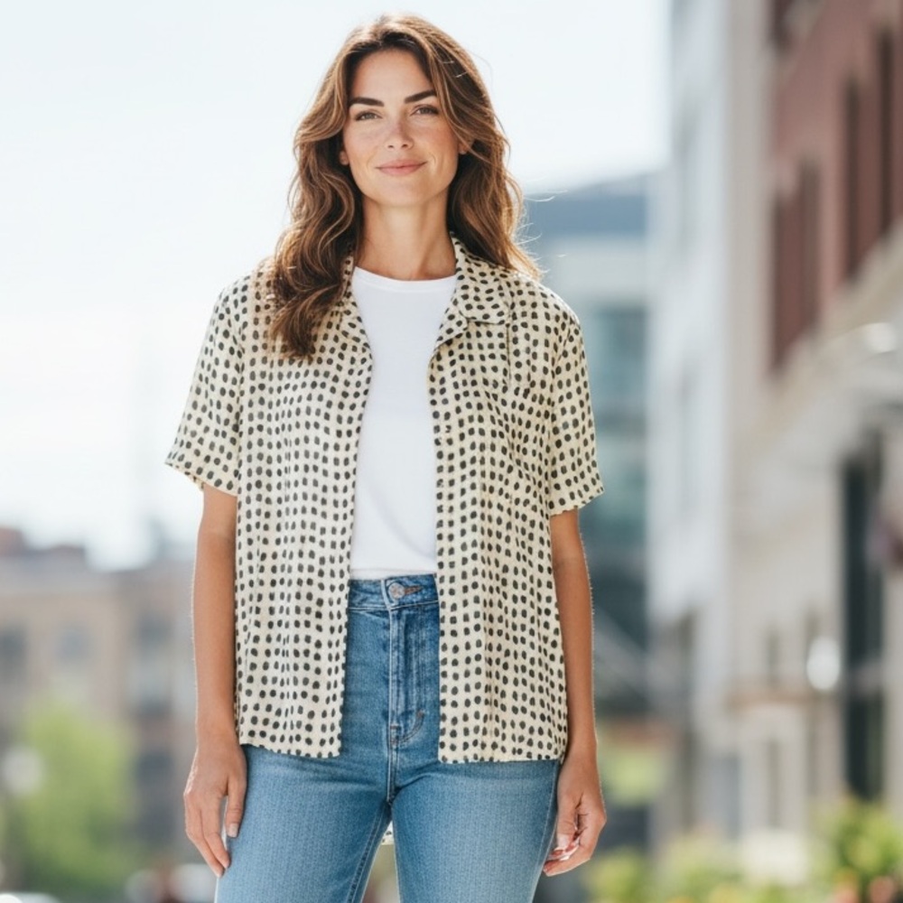 House of Aama Blue Polka Dot Men's Casual Shirt